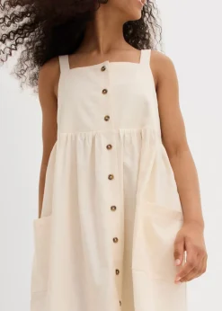 Vestido de tirantes de mezcla de lino transpirable
