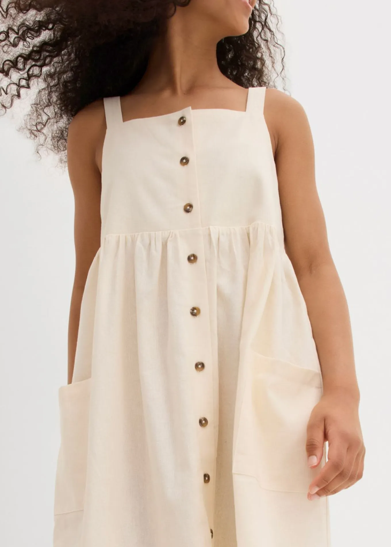 Vestido de tirantes de mezcla de lino transpirable