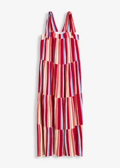 Vestido de tirantes de viscosa estructurada de rayas