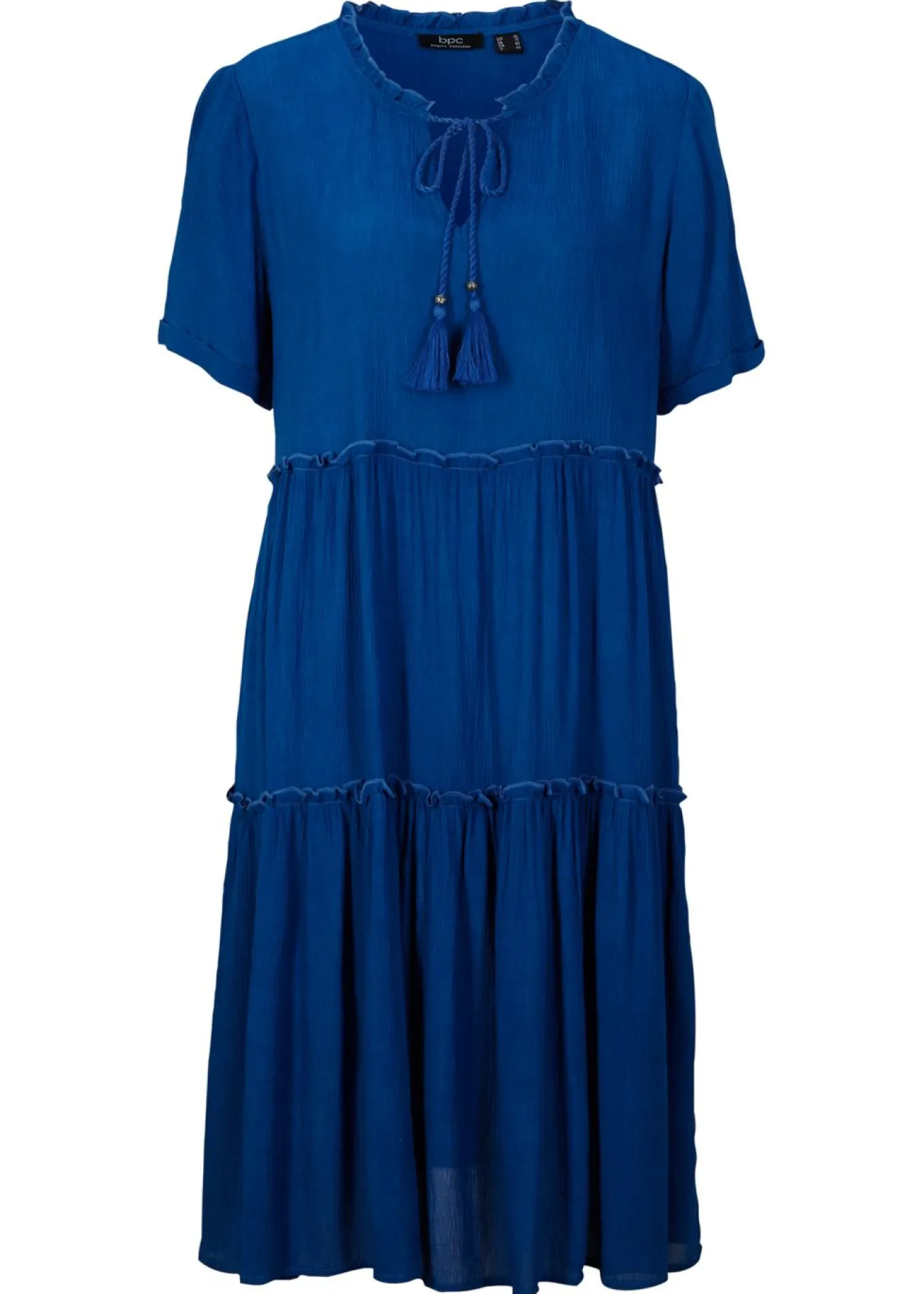Vestido de viscosa arrugada hasta la rodilla con detalle en el escote
