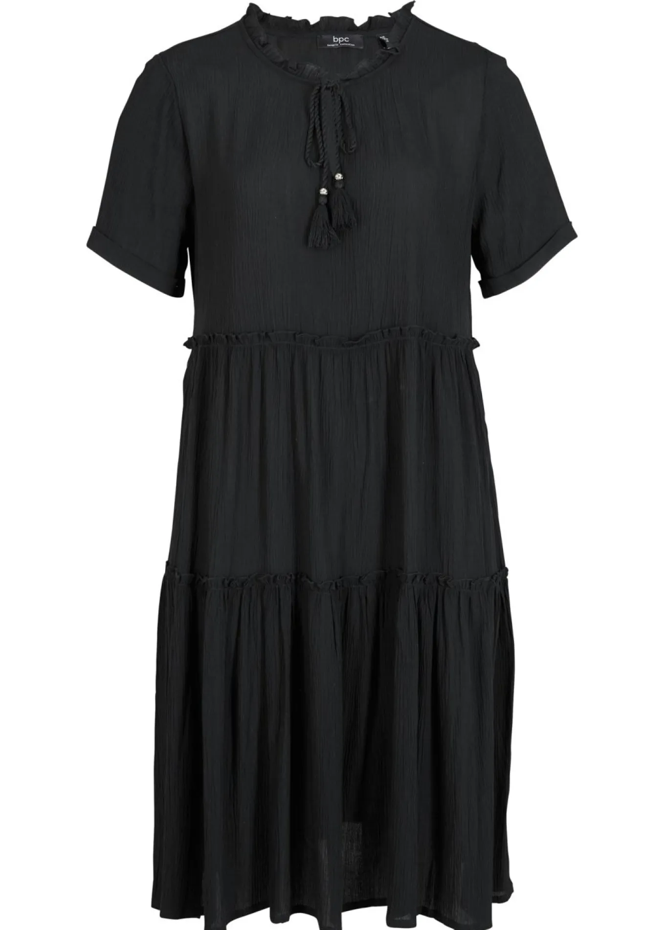 Vestido de viscosa arrugada hasta la rodilla con detalle en el escote
