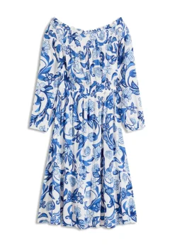 Vestido de viscosa estructurada con escote bañera