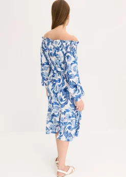 Vestido de viscosa estructurada con escote bañera