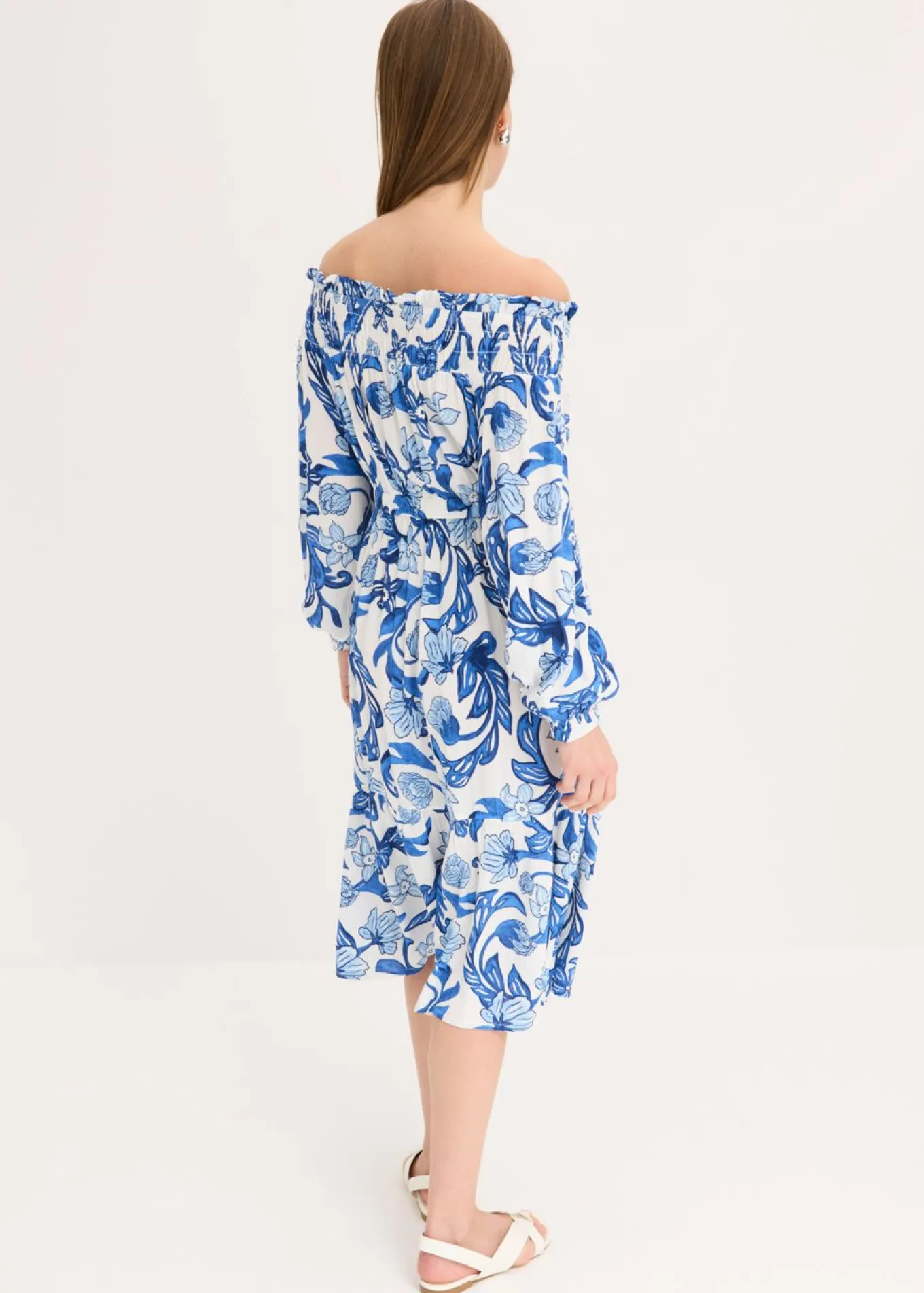 Vestido de viscosa estructurada con escote bañera