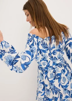 Vestido de viscosa estructurada con escote bañera