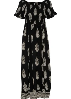 Vestido de viscosa fluida con escote bañera