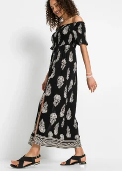 Vestido de viscosa fluida con escote bañera