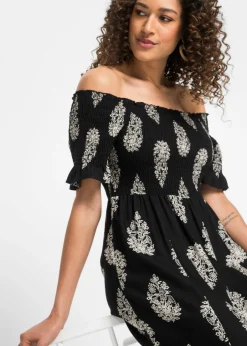 Vestido de viscosa fluida con escote bañera