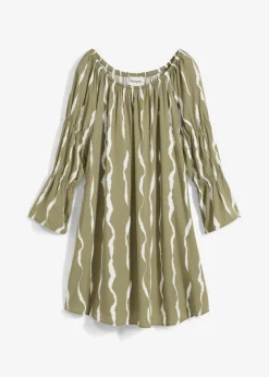 Vestido de viscosa fluida con escote bañera