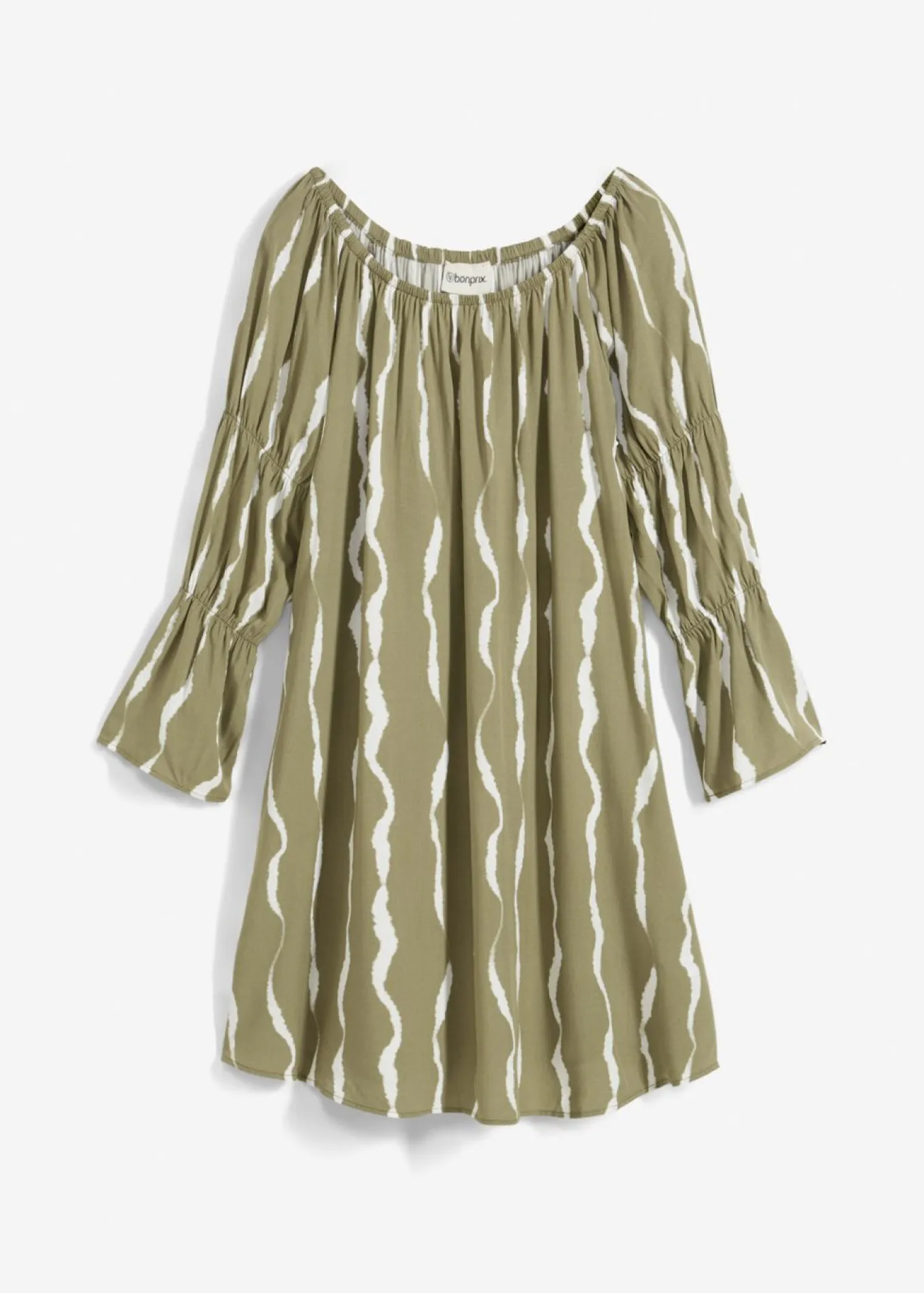 Vestido de viscosa fluida con escote bañera