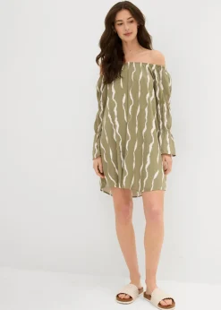 Vestido de viscosa fluida con escote bañera