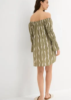 Vestido de viscosa fluida con escote bañera
