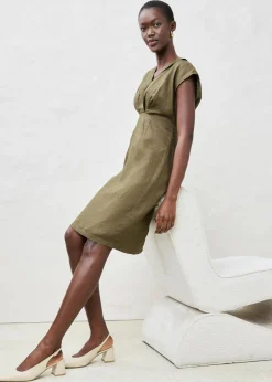 Vestido entallado de lino puro
