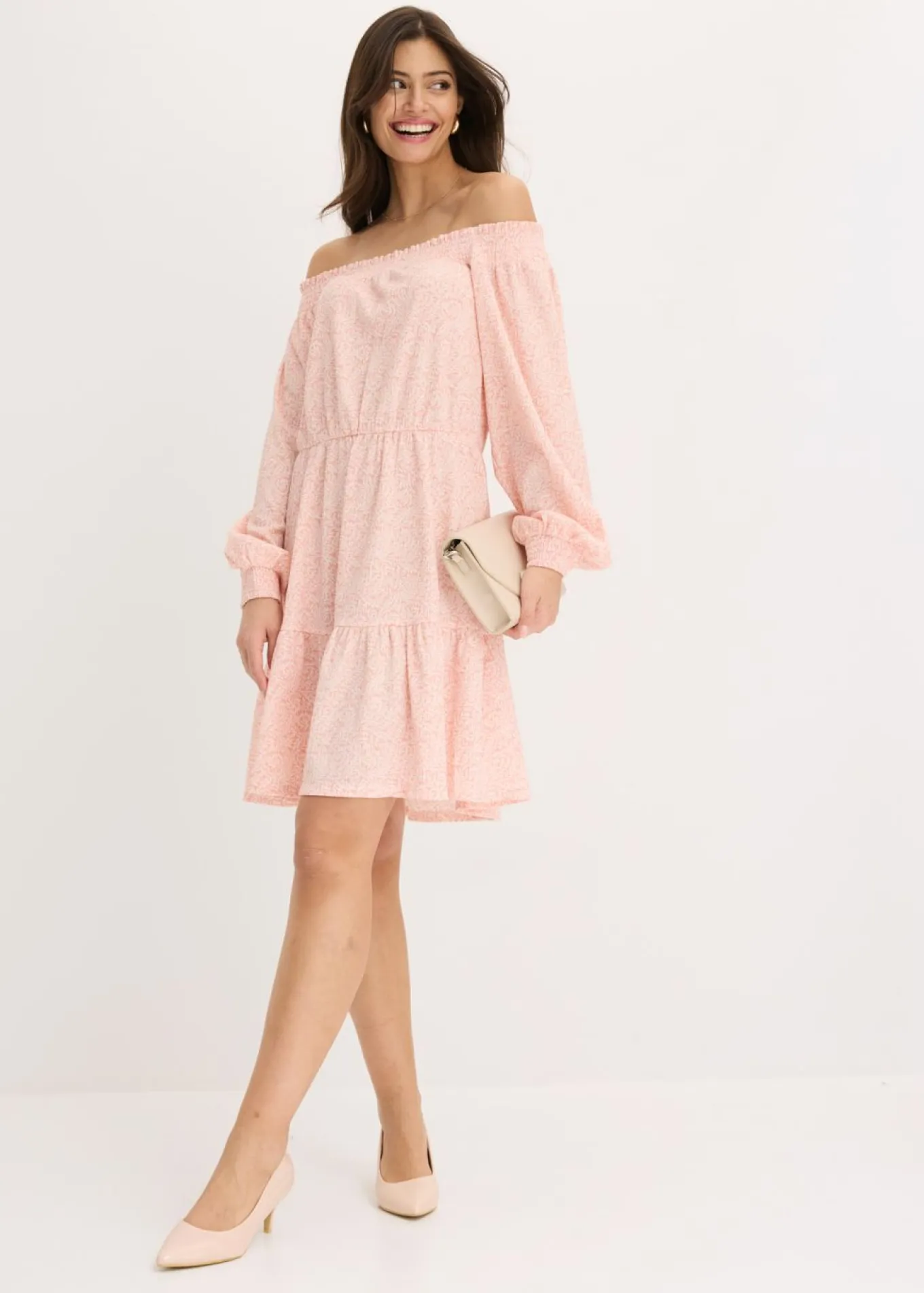 Vestido estampado con escote bañera