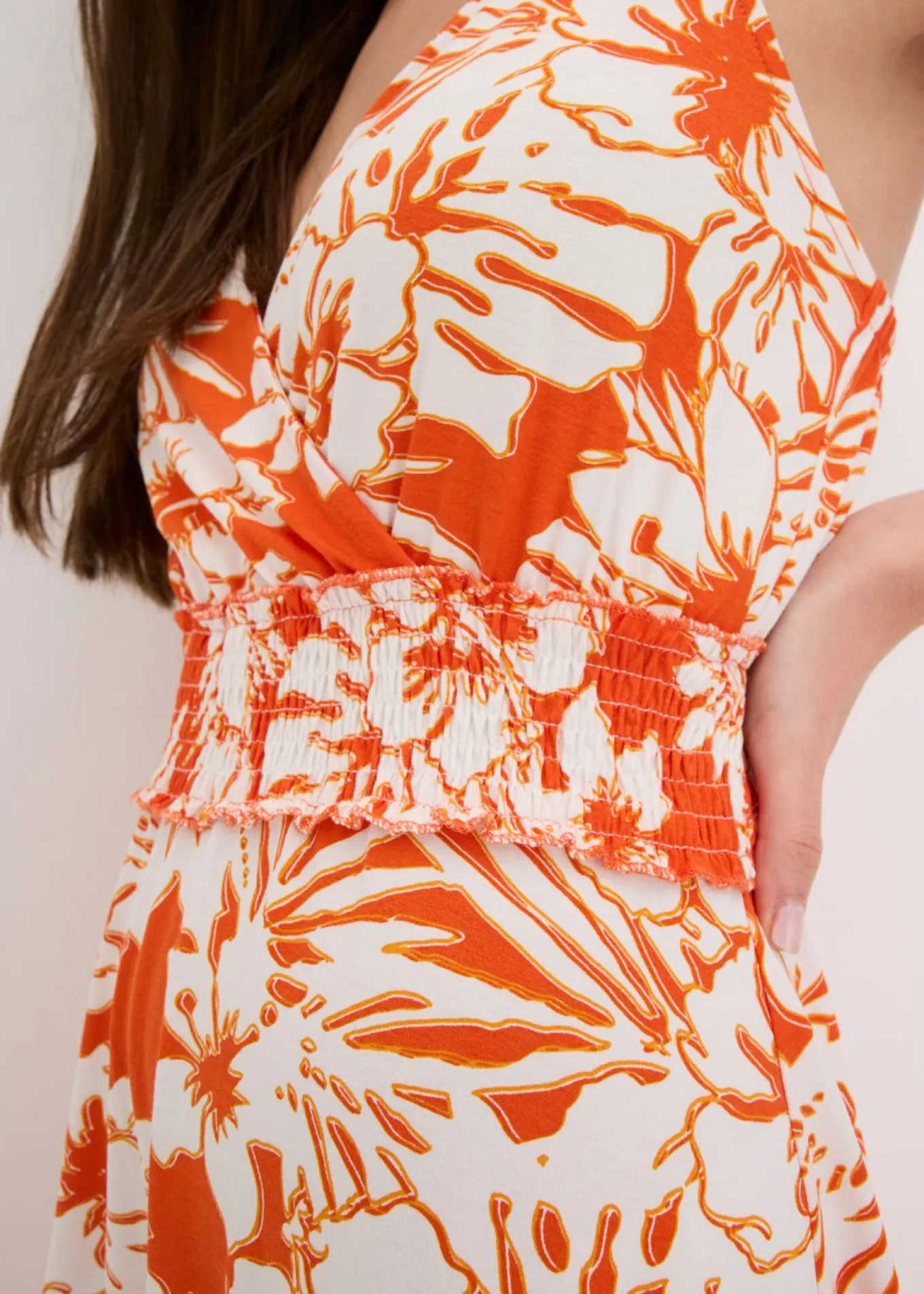 Vestido estampado de tirantes de mezcla de viscosa suave