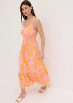 Vestido estampado de tirantes de mezcla de viscosa suave