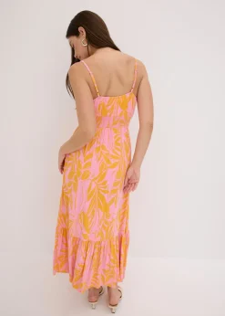 Vestido estampado de tirantes de mezcla de viscosa suave