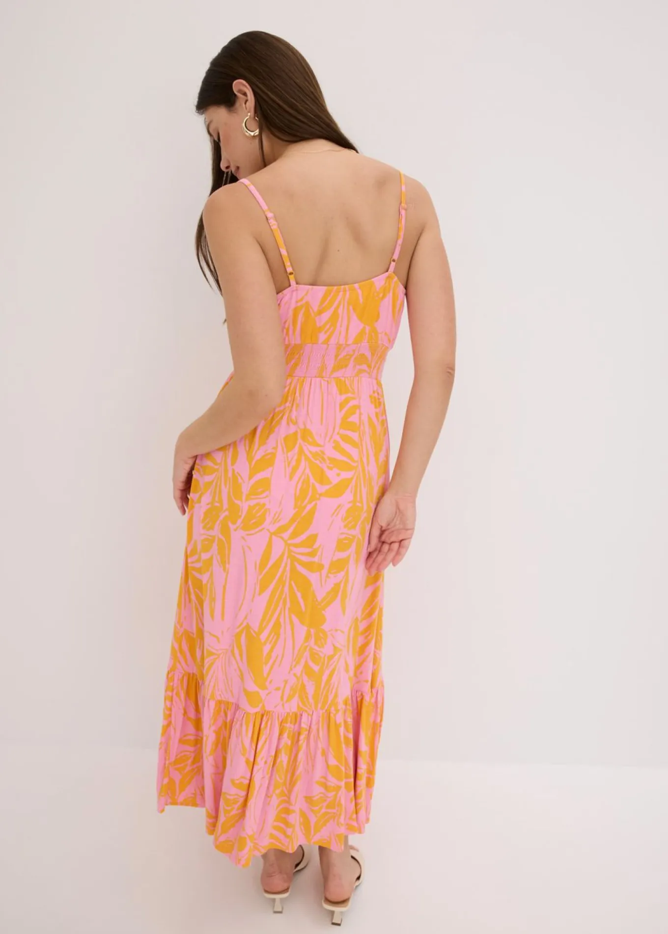 Vestido estampado de tirantes de mezcla de viscosa suave