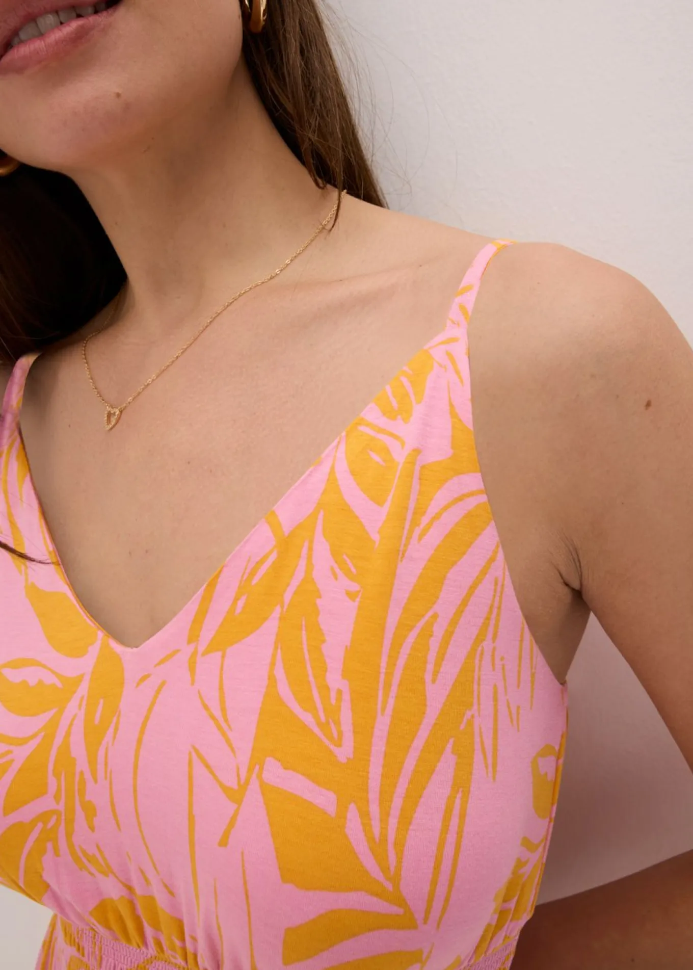 Vestido estampado de tirantes de mezcla de viscosa suave