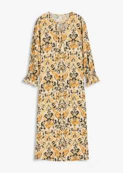 Vestido estampado tipo caftán de viscosa fluida