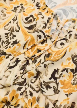 Vestido estampado tipo caftán de viscosa fluida
