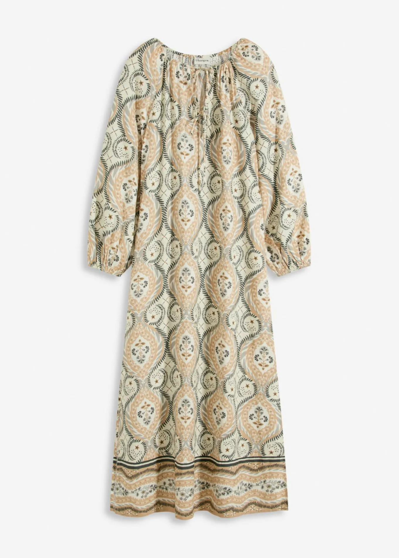 Vestido estampado tipo caftán de viscosa fluida