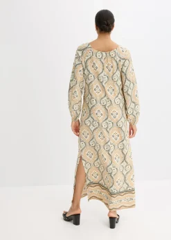 Vestido estampado tipo caftán de viscosa fluida