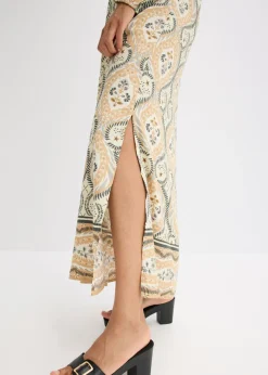 Vestido estampado tipo caftán de viscosa fluida