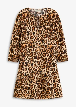 Vestido estampado tipo túnica de crepé estructurado
