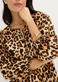 Vestido estampado tipo túnica de crepé estructurado