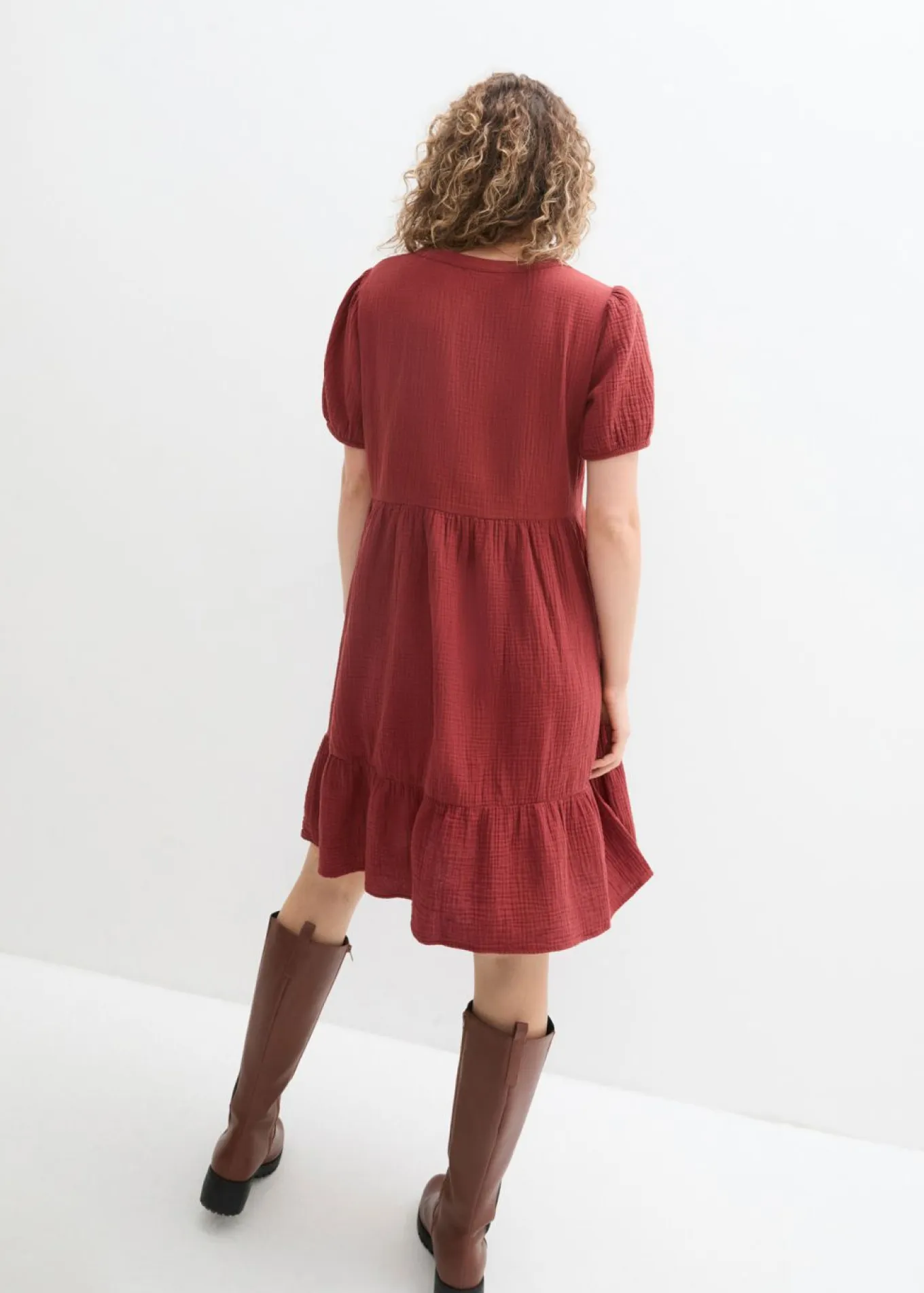 Vestido holgado de muselina de algodón