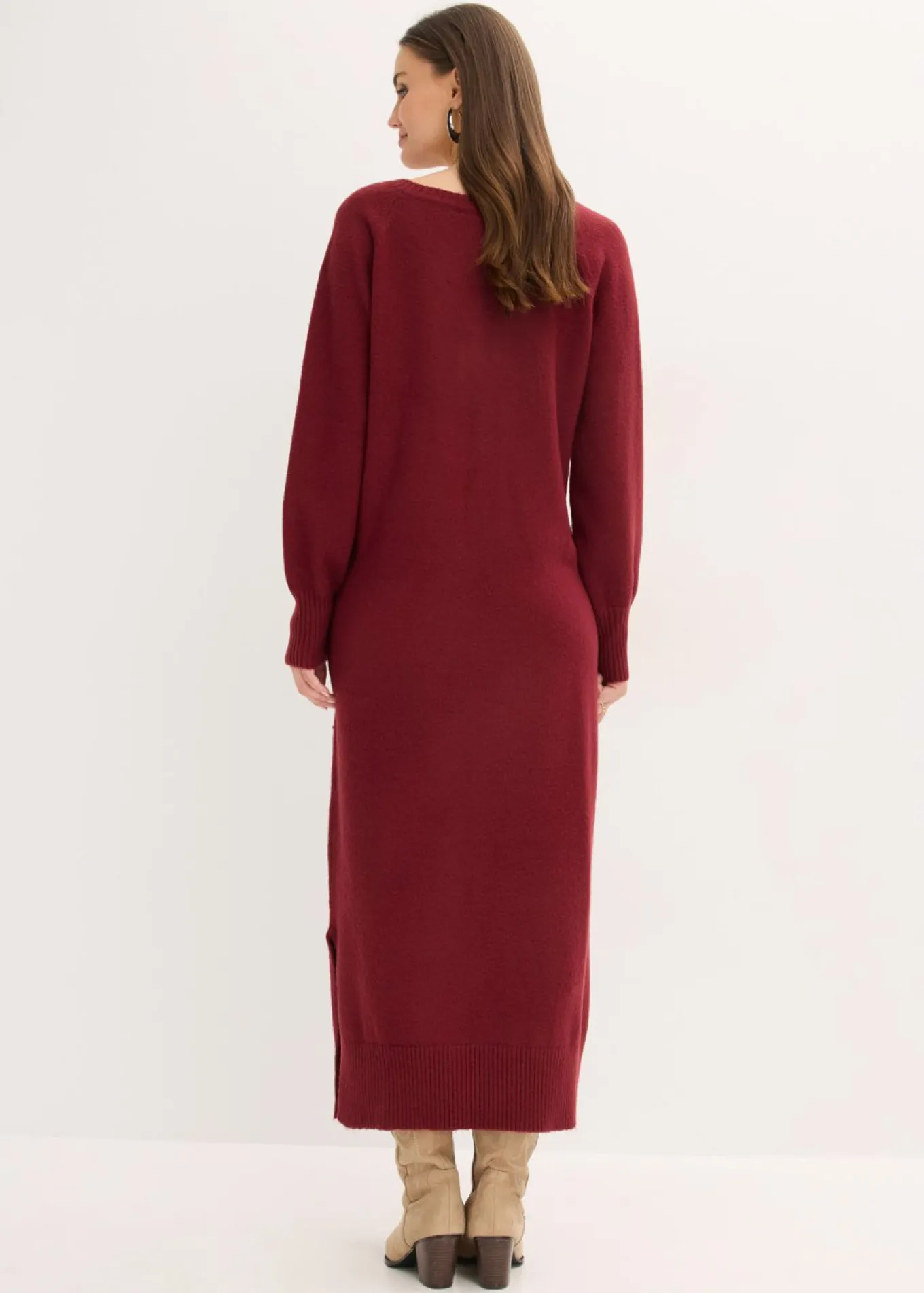 Vestido holgado de punto con largo midi