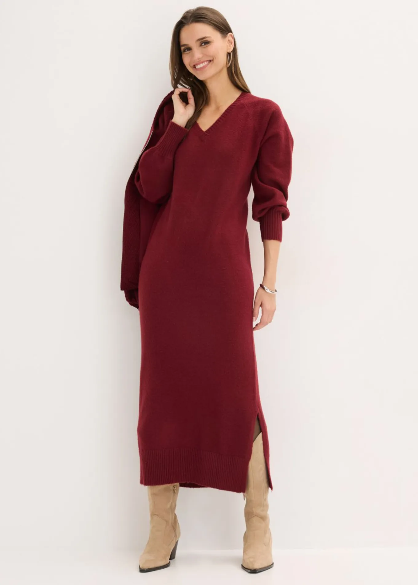 Vestido holgado de punto con largo midi