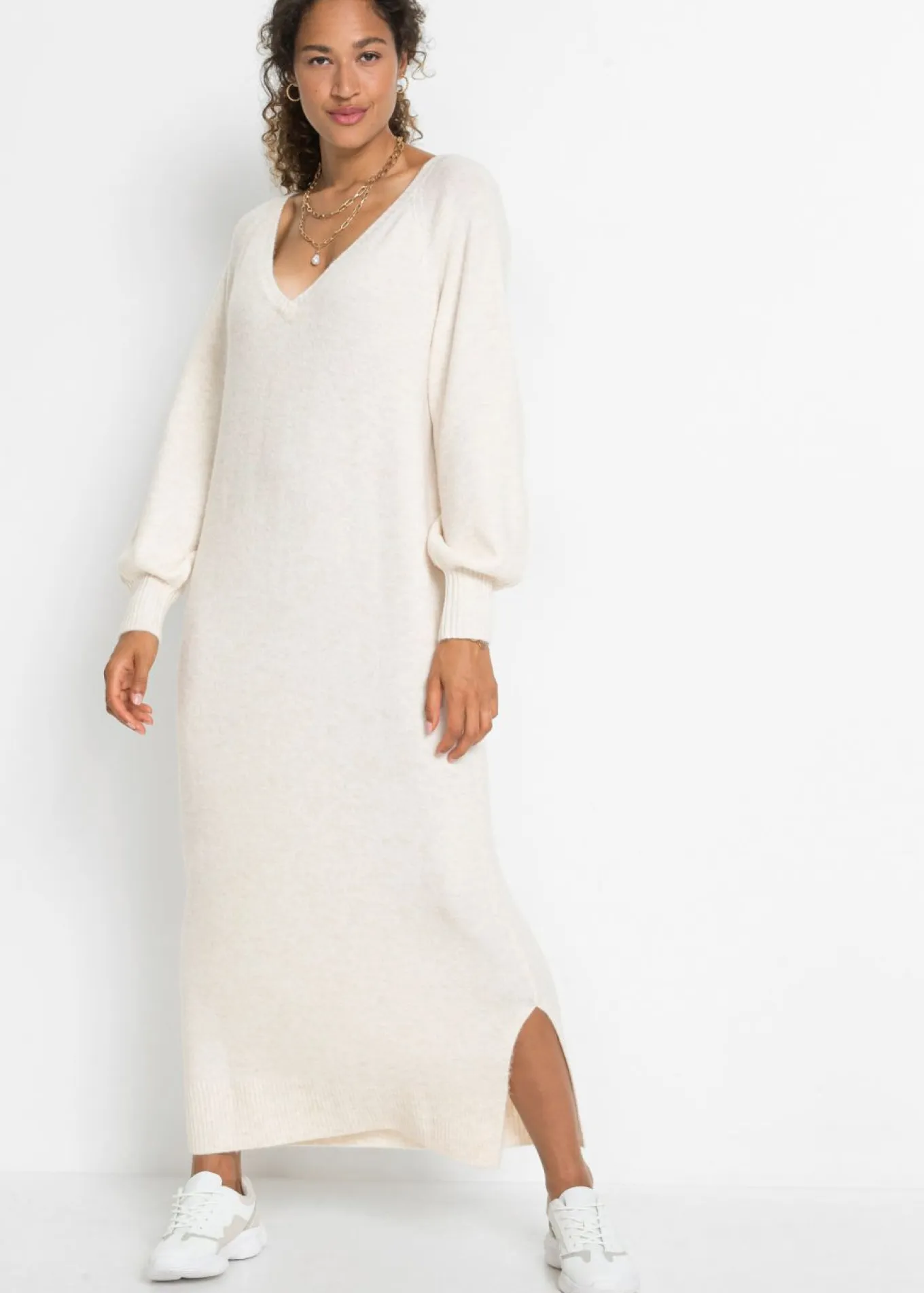 Vestido holgado de punto con largo midi