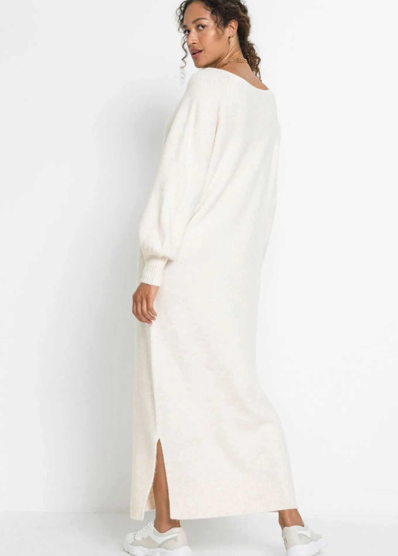 Vestido holgado de punto con largo midi