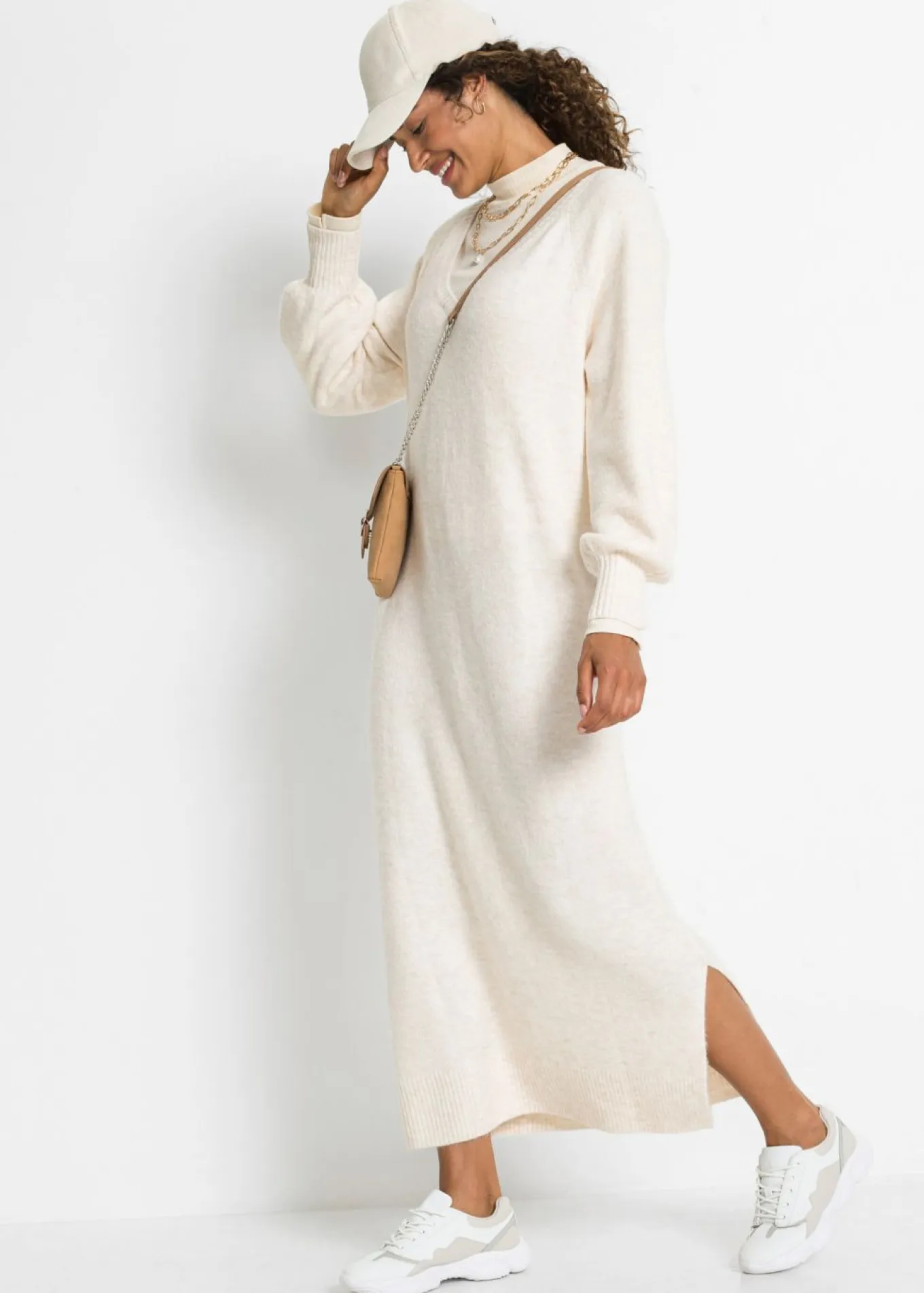 Vestido holgado de punto con largo midi
