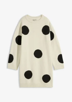 Vestido holgado de punto con lunares