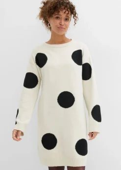 Vestido holgado de punto con lunares