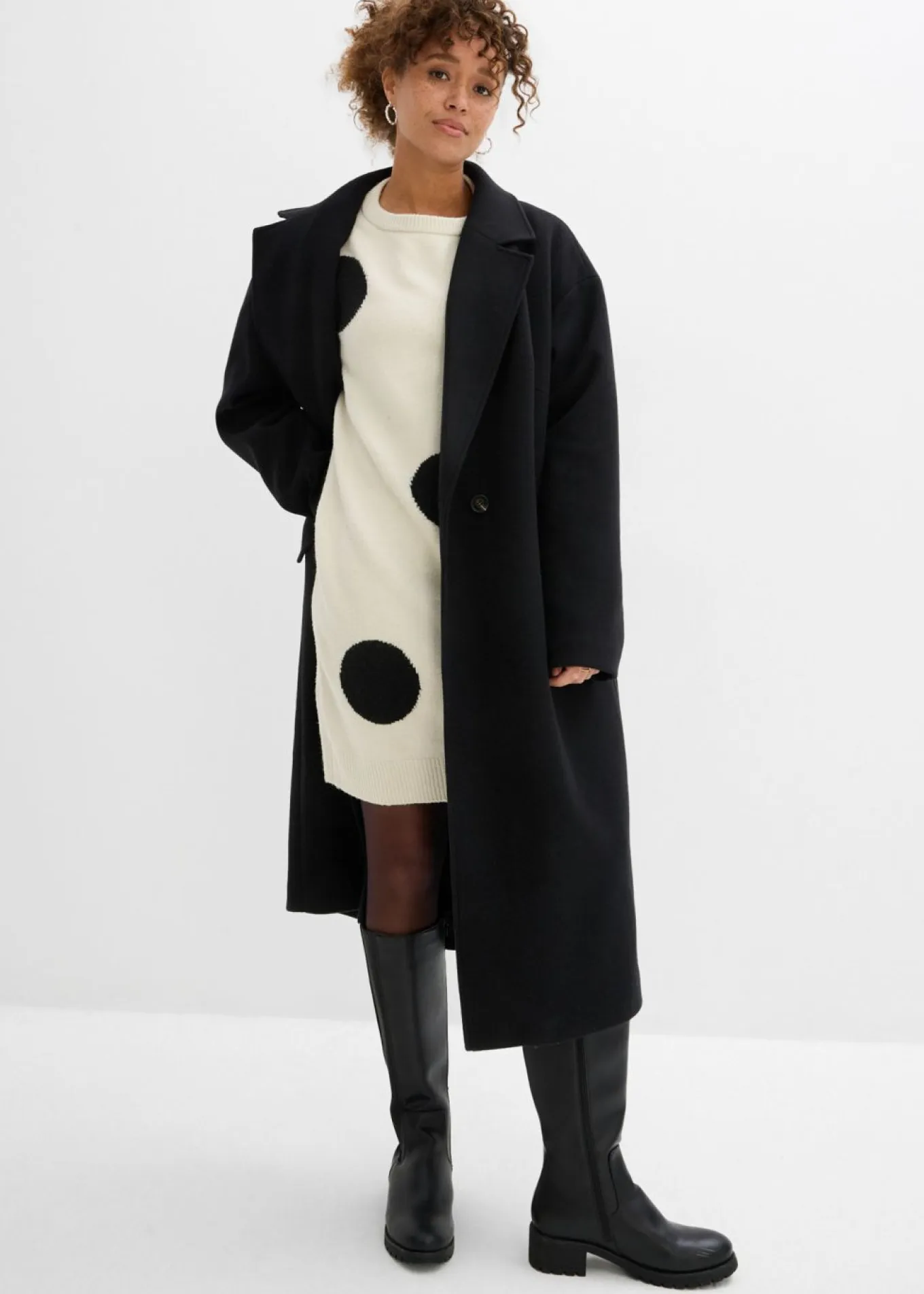 Vestido holgado de punto con lunares