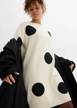 Vestido holgado de punto con lunares