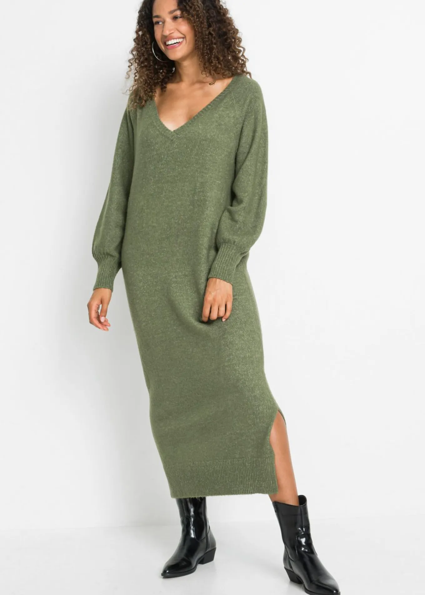 Vestido holgado de punto con largo midi