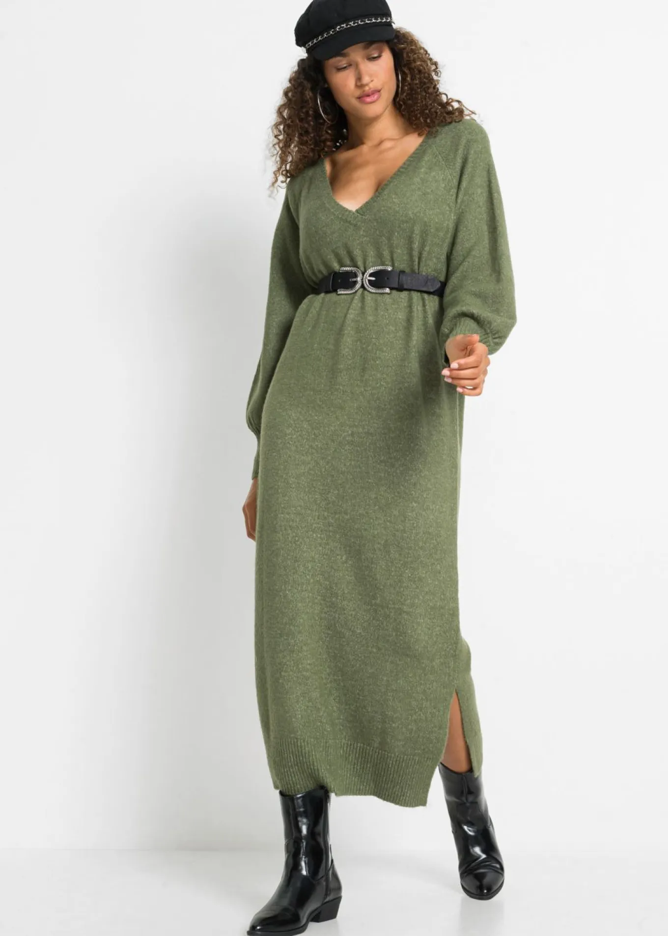 Vestido holgado de punto con largo midi