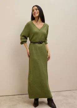 Vestido holgado de punto con largo midi