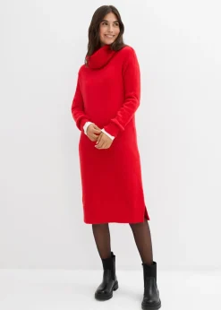 Vestido holgado de punto con cuello vuelto
