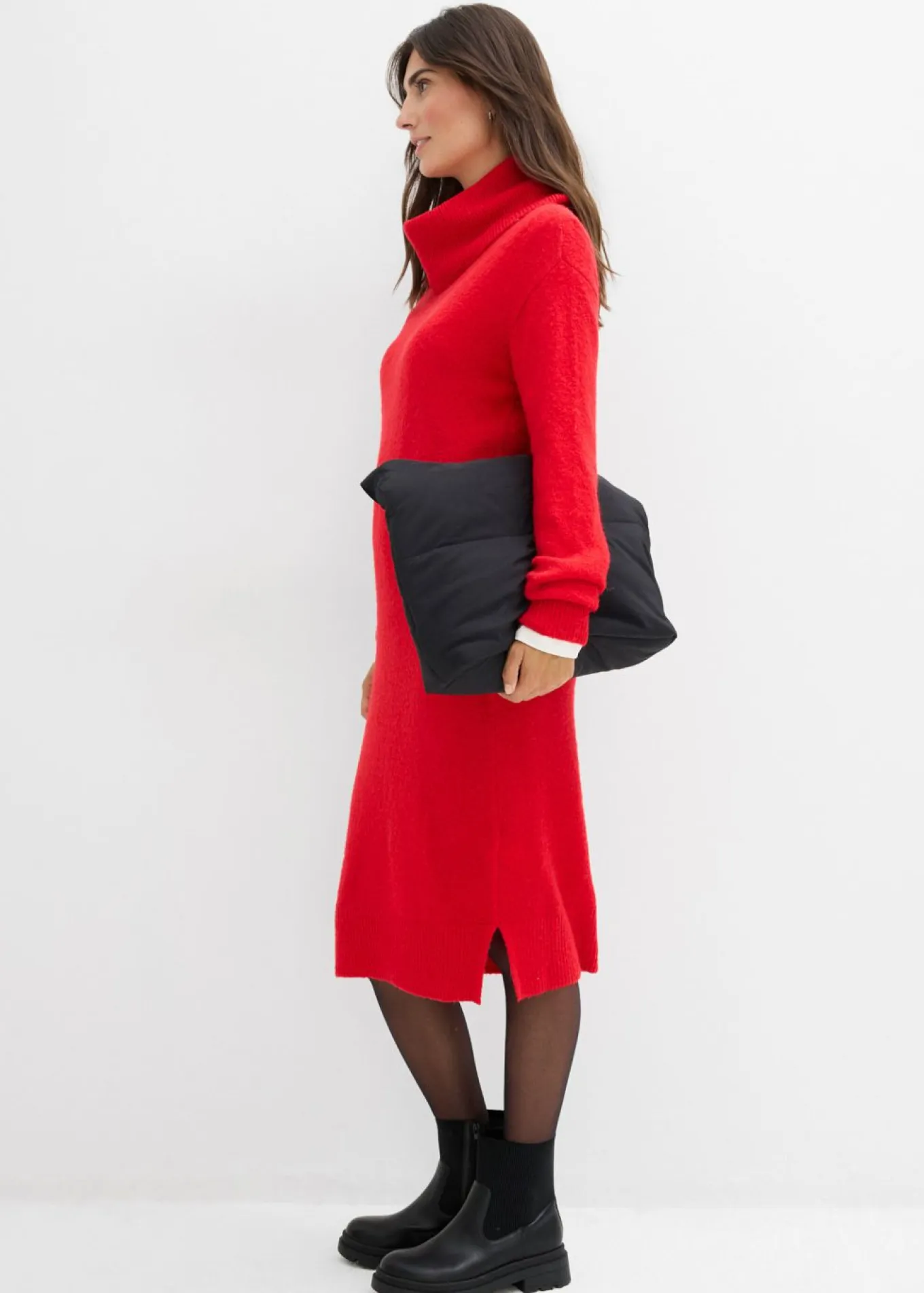 Vestido holgado de punto con cuello vuelto