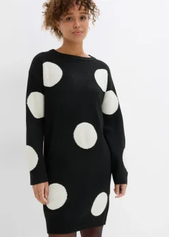 Vestido holgado de punto con lunares