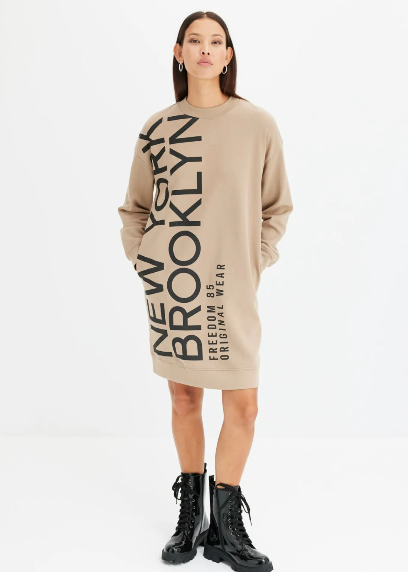 Vestido holgado tipo sudadera en suave mezcla de algodón