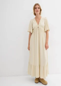 Vestido largo a capas de viscosa fluida