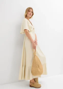 Vestido largo a capas de viscosa fluida