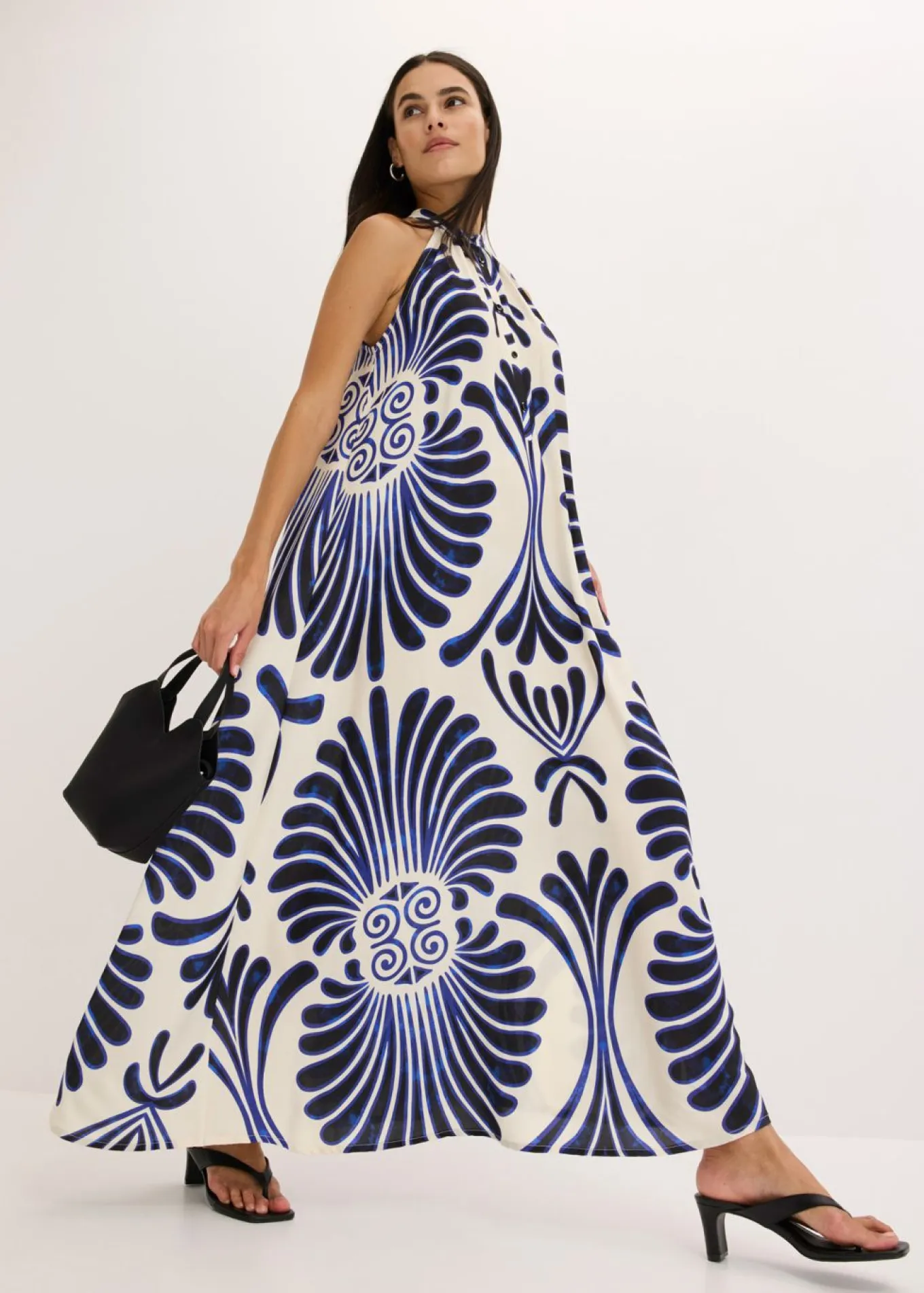 Vestido largo ancho de viscosa fluida